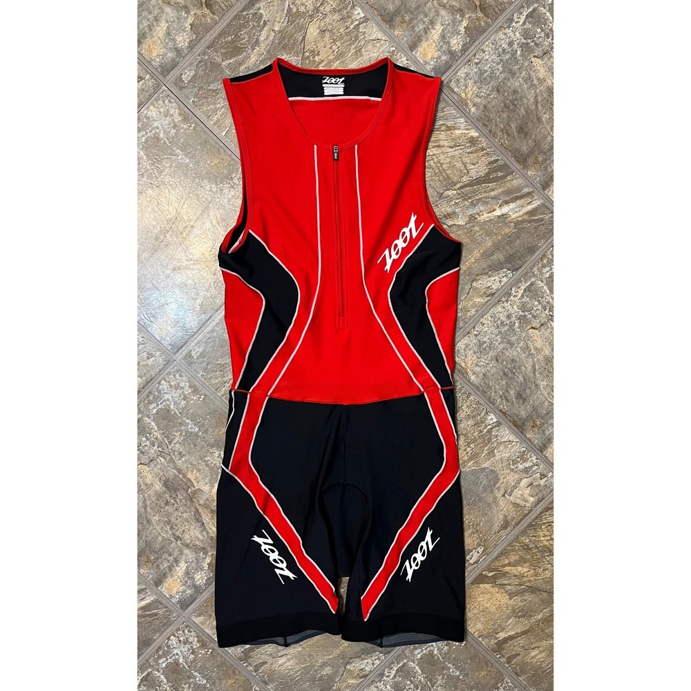 Zoot Triathlon Suit Mens XL Red Black Sleeveless One Piece Padded Rail